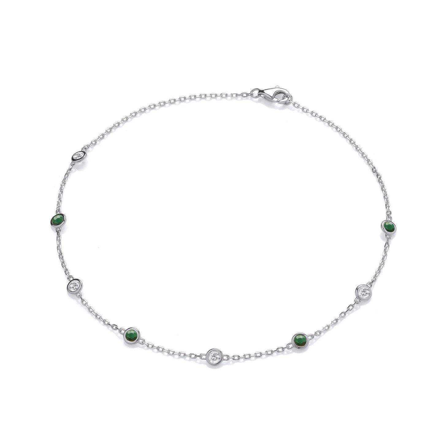 Silver Rubover Green & Clear Cubic Zirconia's Ladies Anklet - Luxury Watch - Certified Authen – Luxury Watch by Imperi