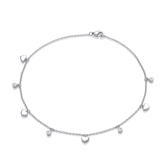Silver Hearts and Round Cubic Zirconia's Ladies Anklet - Luxury Watch - Certified Authentic – Luxury Watch by Imperial