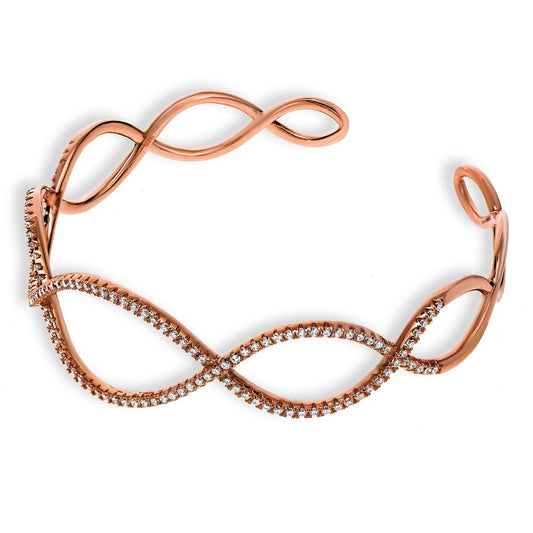 Rose Coated Silver Figure of 8 Bangle with Cubic Zirconia's - Luxury Watch - Certified Authen – Luxury Watch by Imperi