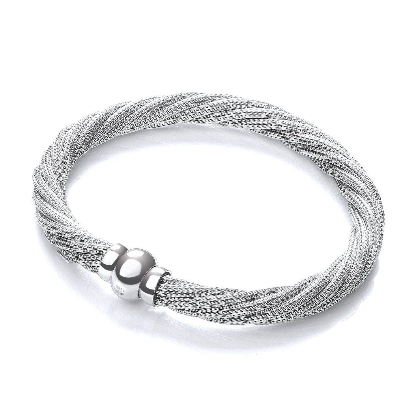 Twist Rh.plated Mesh Bracelet