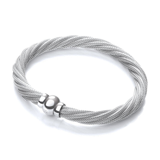 Twist Rh.plated Mesh Bracelet