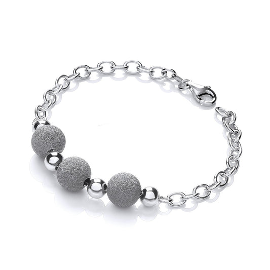 Silver with Three Moondust Beads Bracelet - Fine Bracelet - Certified Authentic - Swiss Made – Luxury Jewellery by Imp