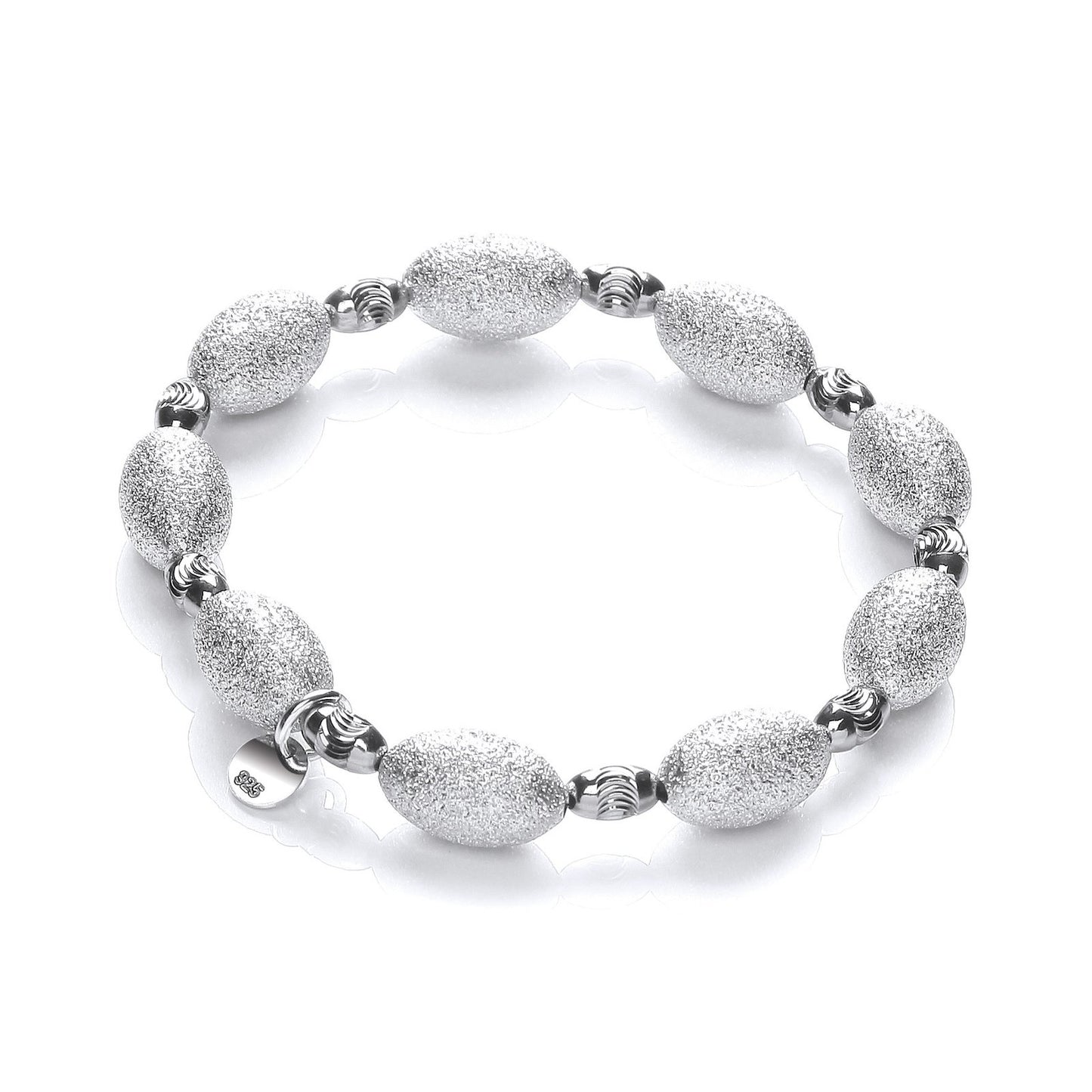 Silver Bracelet with Frosted & Ruthenium Beads - Fine Bracelet - Certified Authentic – Luxury Jewellery by Imperial Ti