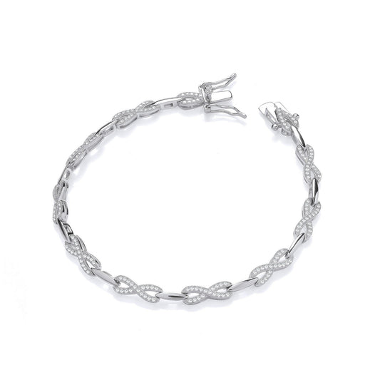 Infinity Style Tennis Silver Cubic Zirconia Ladies Bracelet - Fine Bracelet - Certified Authe – Luxury Jewellery by Im