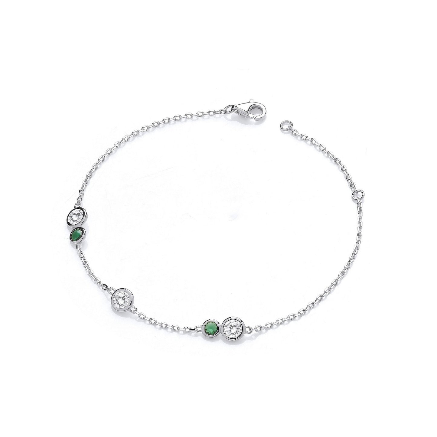 Silver Rubover Green & Clear Cubic Zirconia's Ladies Bracelet - Fine Bracelet - Certified Aut – Luxury Jewellery by Im