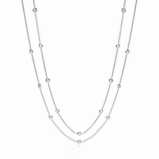 Silver Rubover 23 Cubic Zirconia's Necklace 38" - Fine Necklace - Certified Authentic – Luxury Jewellery by Imperial T
