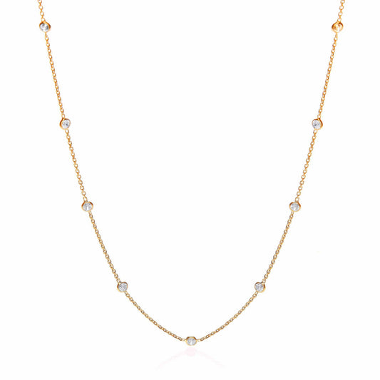 Gold Coated Rubover 11 Cubic Zirconia's Necklace 18" - Fine Necklace - Certified Authentic – Luxury Jewellery by Imper