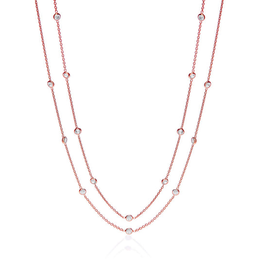 Rose Coated Rubover 23 Cubic Zirconia's Necklace 38" - Fine Necklace - Certified Authentic – Luxury Jewellery by Imper