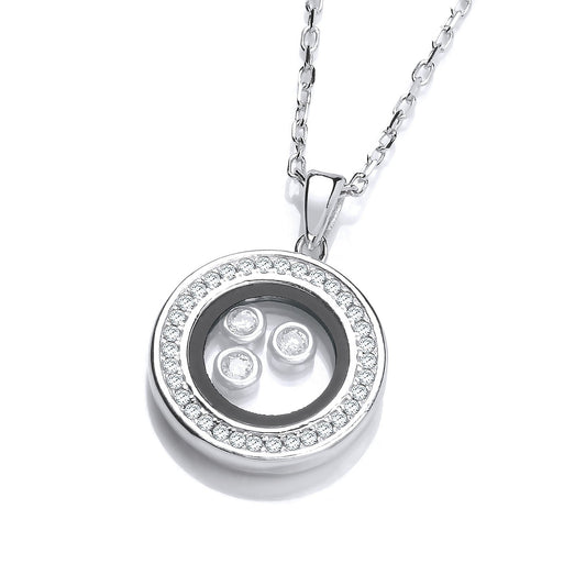 Circle of Life with Floating Cubic Zirconias Silver Pendant 18" Necklace - Fine Necklace – Luxury Jewellery by Imperia