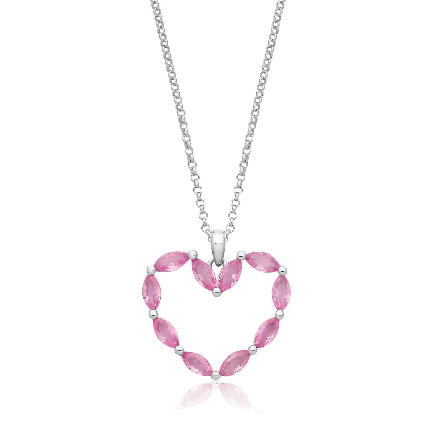 Pink Heart Silver Drop Necklace - Fine Necklace - Certified Authentic - Swiss Made - UK Stock – Luxury Jewellery by Im