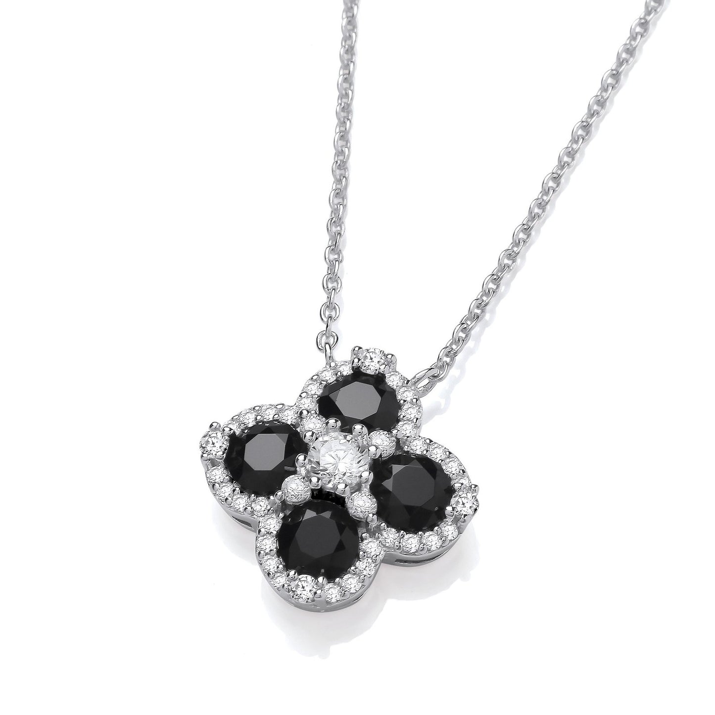 Black Four Leaf Clover Silver Necklace - Fine Necklace - Certified Authentic - Swiss Made – Luxury Jewellery by Imperi