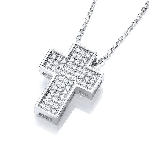 Micro Pave' Cross with Chain - Fine Necklace - Certified Authentic - Swiss Made - UK Stock – Luxury Jewellery by Imper