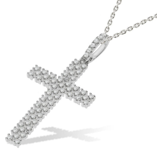 Micro Pave' Multi Row Cubic Zirconia Cross with Chain - Fine Necklace - Certified Authentic – Luxury Jewellery by Impe