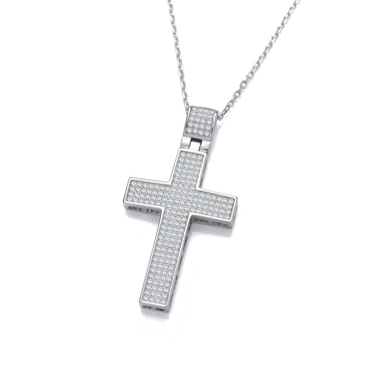 Micro Pave' Big Cross with Chain - Fine Necklace - Certified Authentic - Swiss Made – Luxury Jewellery by Imperial Tim