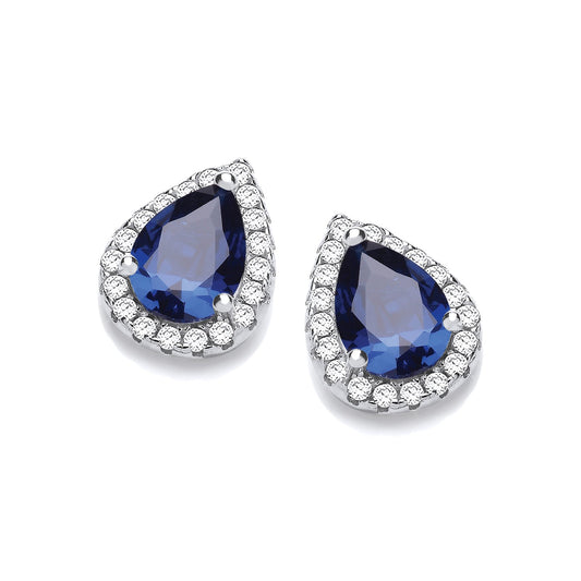Teardrop Sapphire Blue Cubic Zirconia Stud Earrings - Fine Ring - Certified Authentic – Luxury Jewellery by Imperial T