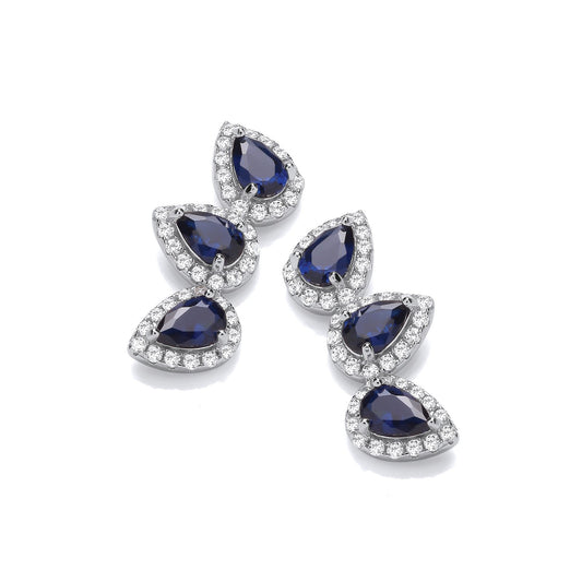 Teardrop Blue Cubic Zirconia Climber Stud Earrings - Fine Ring - Certified Authentic – Luxury Jewellery by Imperial Ti