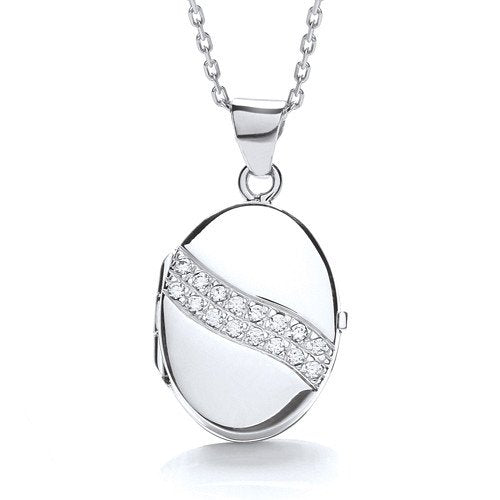 Oval Shape with 2 Row of Cubic Zirconia's Across Locket - Luxury Watch - Certified Authentic – Luxury Watch by Imperia