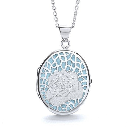 Oval Rose on Light Blue Background Locket - Luxury Watch - Certified Authentic - Swiss Made – Luxury Watch by Imperial