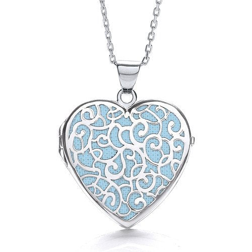 Heart Shape Light Blue Background Fancy Locket - Luxury Watch - Certified Authentic – Luxury Watch by Imperial Time UK