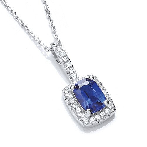 Micro Pave' Fancy Pendant Blue Small Cubic Zirconia with 18" Chain - Fine Necklace - Certifie – Luxury Jewellery by Im