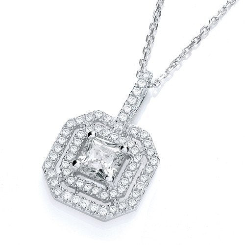 Micro Pave' Fancy Pendant Cubic Zirconia Centre with 18" Chain - Fine Necklace - Certified Au – Luxury Jewellery by Im