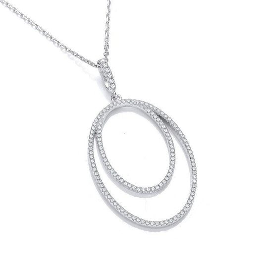 Micro Pave' Oval Double Row Cubic Zirconia Pendant with 18" Chain - Fine Necklace - Certified – Luxury Jewellery by Im