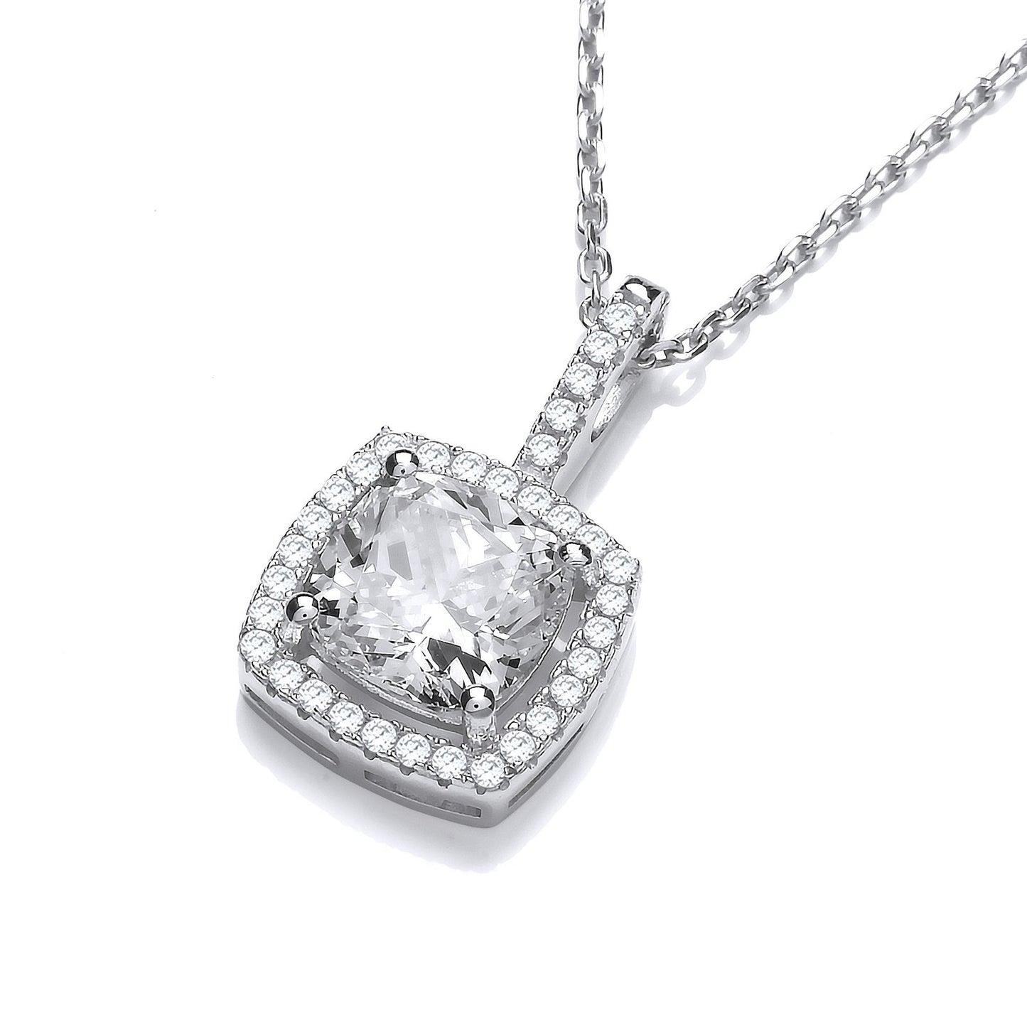 Micro Pave Princess Cut Cubic Zirconia Pendant with 18" Chain - Fine Necklace - Certified Aut – Luxury Jewellery by Im