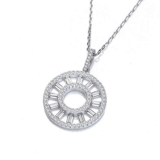 Circle of Life Round & Baguette Cubic Zirconia Pendant with 18" Chain - Fine Necklace – Luxury Jewellery by Imperial T