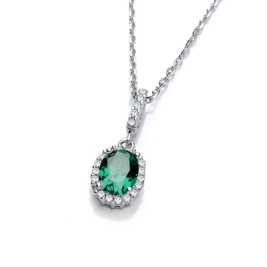 Oval Green Cubic Zirconia Drop Pendant with 18" Chain - Fine Necklace - Certified Authentic – Luxury Jewellery by Impe