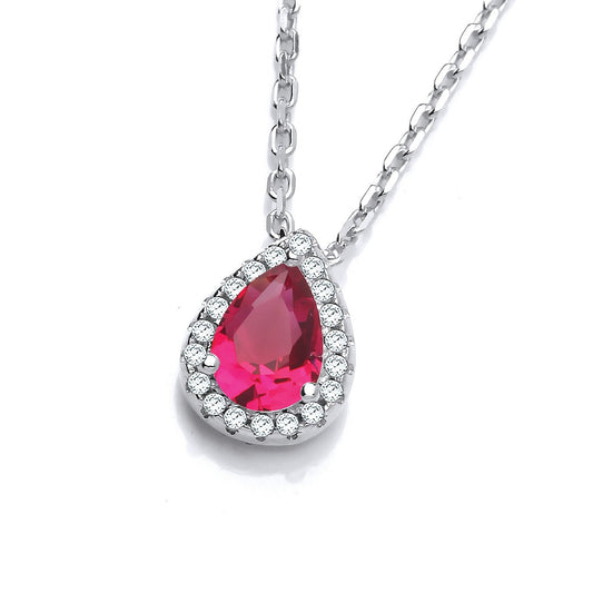 Teardrop Red Cubic Zirconia Pendant with 18" Chain - Fine Necklace - Certified Authentic – Luxury Jewellery by Imperia
