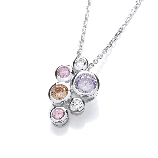 Multi Colour Rubover Set Cubic Zirconias Pendant with Chain - Fine Necklace - Certified Authe – Luxury Jewellery by Im