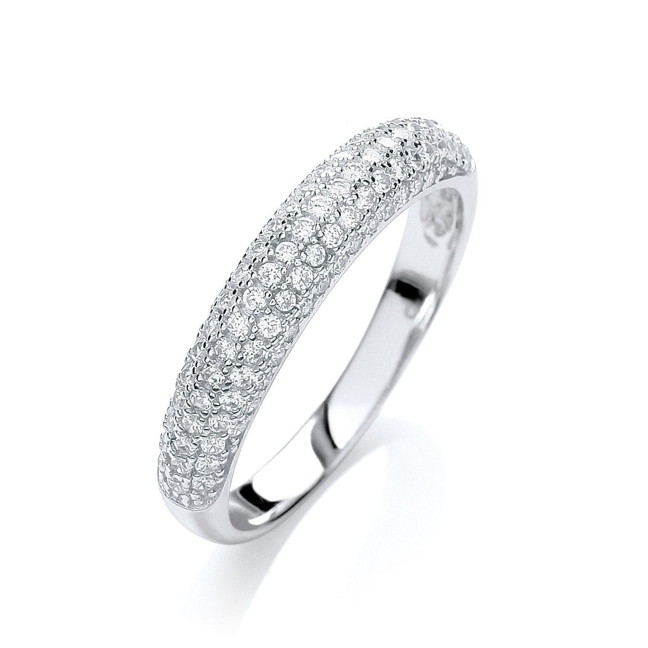 Micro Pave' Dome Ring White Cubic Zirconia - Fine Ring - Certified Authentic - Swiss Made – Luxury Jewellery by Imperi