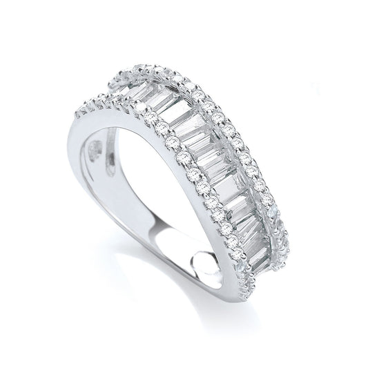 Baguette with Round Cubic Zirconia Ring - Fine Ring - Certified Authentic - Swiss Made – Luxury Jewellery by Imperial