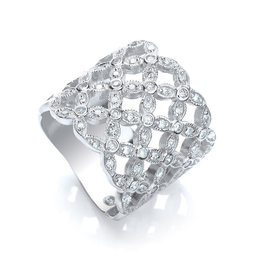 Multi-Row Fancy Flower Cubic Zirconia Ring - Fine Ring - Certified Authentic - Swiss Made – Luxury Jewellery by Imperi