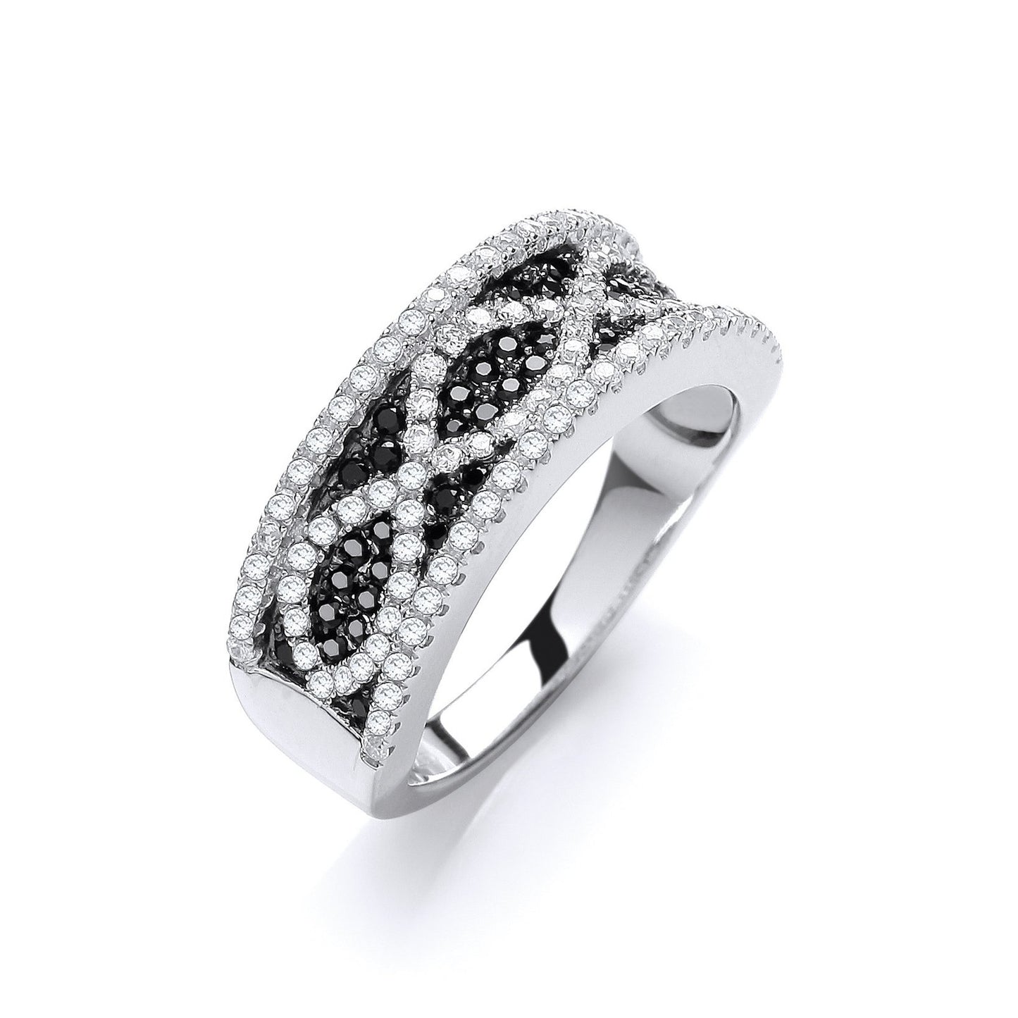Micro Pave' Black/White Cubic Zirconia Ring - Fine Ring - Certified Authentic - Swiss Made – Luxury Jewellery by Imper