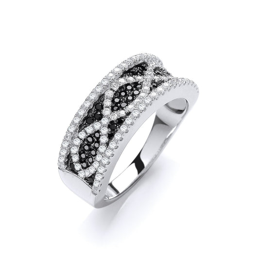 Micro Pave' Black/White Cubic Zirconia Ring - Fine Ring - Certified Authentic - Swiss Made – Luxury Jewellery by Imper