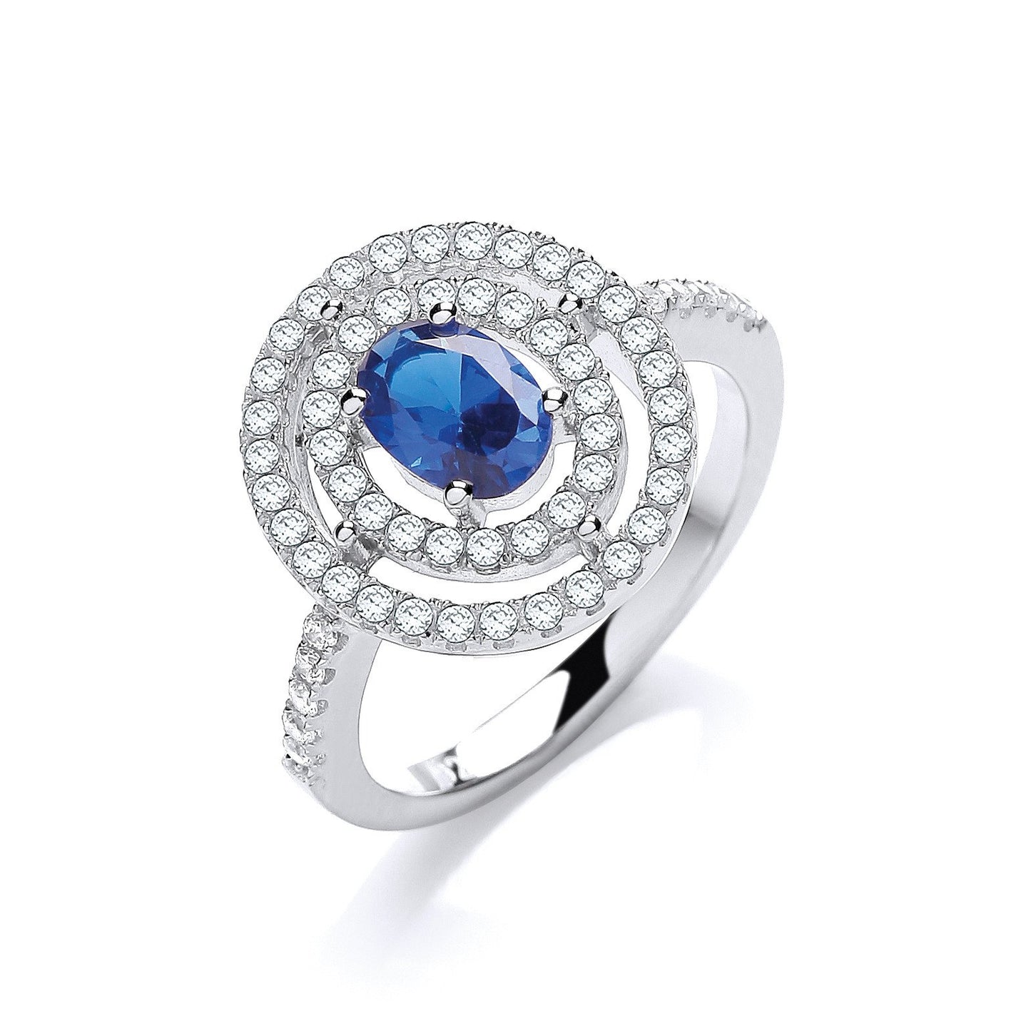 Micro Pave' Sapphire Blue & Clear Cubic Zirconias Ring - Fine Ring - Certified Authentic – Luxury Jewellery by Imperia