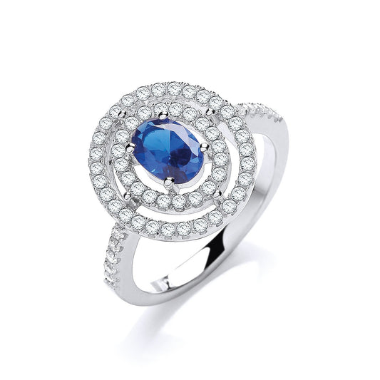 Micro Pave' Sapphire Blue & Clear Cubic Zirconias Ring - Fine Ring - Certified Authentic – Luxury Jewellery by Imperia