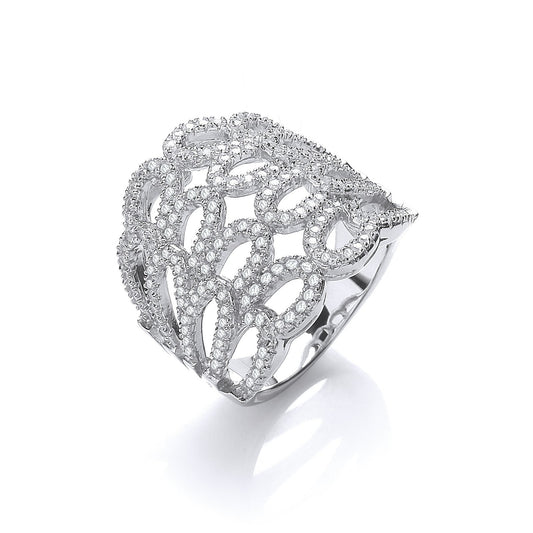 Micro Pave' Cubic Zirconia Fancy Ring - Fine Ring - Certified Authentic - Swiss Made – Luxury Jewellery by Imperial Ti