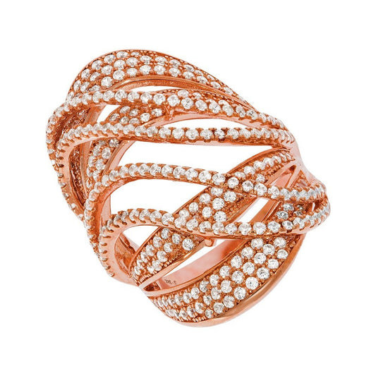 Micro Pave Rose Coated Fancy Silver Cubic Zirconia Ring - Fine Ring - Certified Authentic – Luxury Jewellery by Imperi