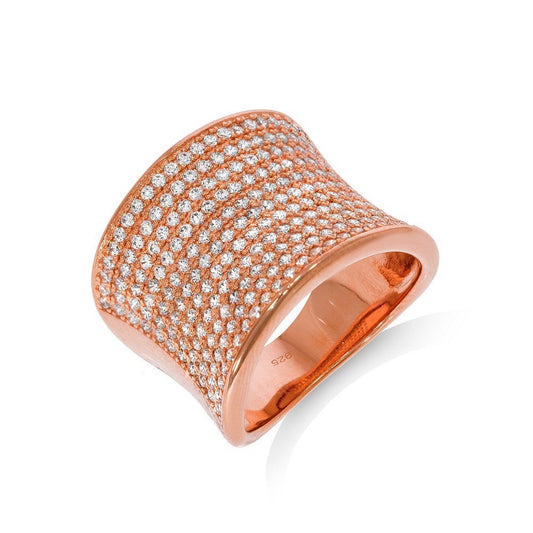 Micro Pave Rose Coated Fancy Silver Cubic Zirconia Ring - Fine Ring - Certified Authentic – Luxury Jewellery by Imperi