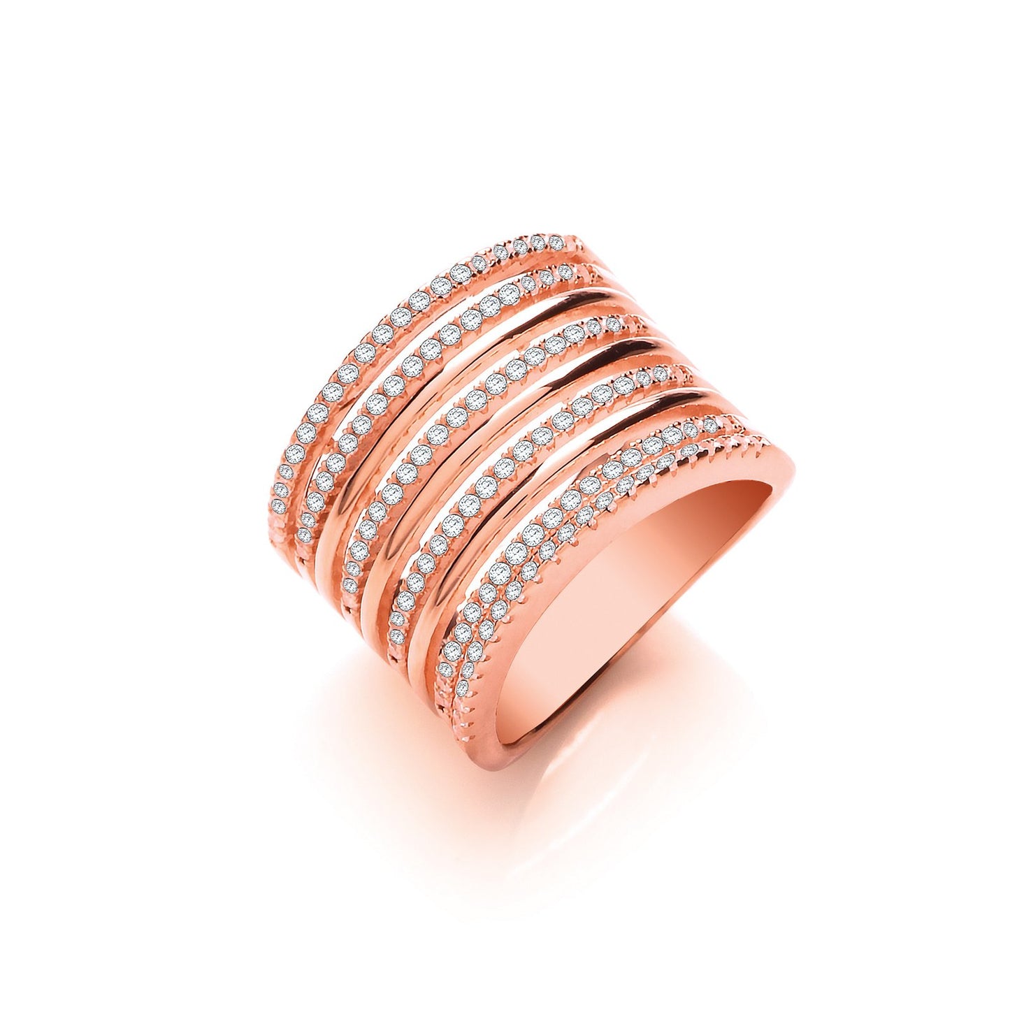 Micro Pave 9 Rows, Rose Coated Silver Ladies Ring - Fine Ring - Certified Authentic – Luxury Jewellery by Imperial Tim