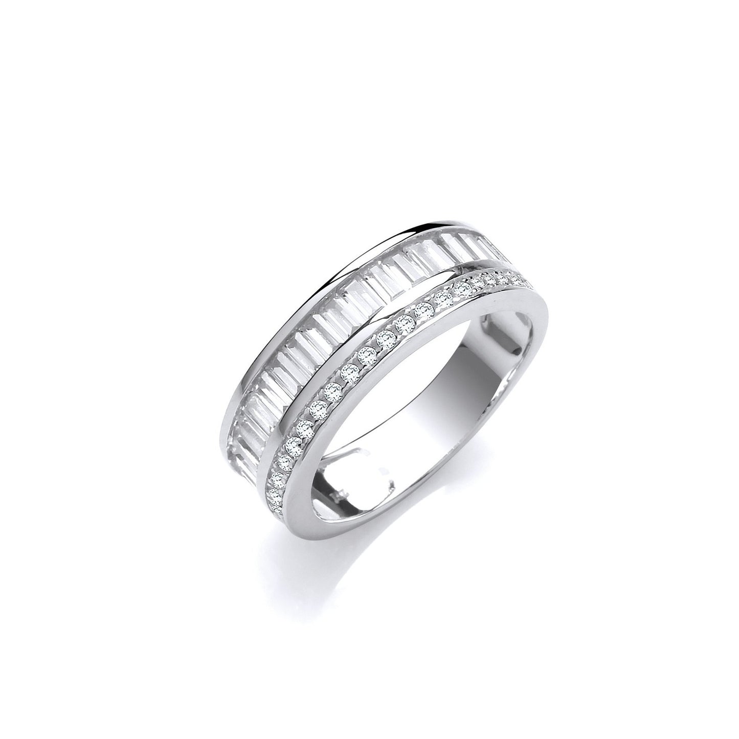 Half Et Baguette and Round Cubic Zirconia's Silver Ring - Fine Ring - Certified Authentic – Luxury Jewellery by Imperi