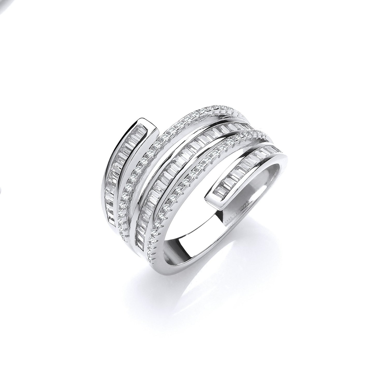 Silver 5-Layer Baguette & Round Cubic Zirconia's Ring - Fine Ring - Certified Authentic – Luxury Jewellery by Imperial