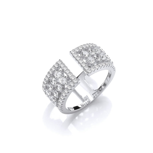 Silver Open Ring with Micro Pave Cubic Zirconia's - Fine Ring - Certified Authentic – Luxury Jewellery by Imperial Tim