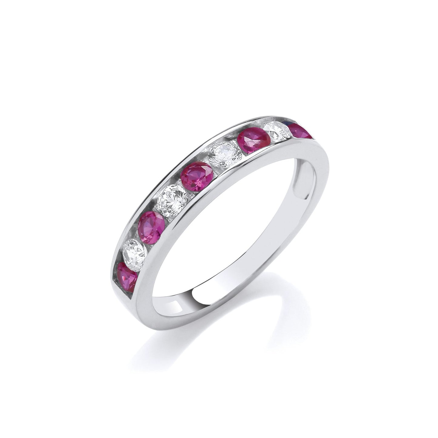 Ruby Red & Clear Cubic Zirconia Half Et Silver Ring - Fine Ring - Certified Authentic – Luxury Jewellery by Imperial T