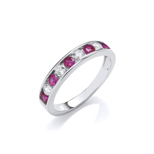 Ruby Red & Clear Cubic Zirconia Half Et Silver Ring - Fine Ring - Certified Authentic – Luxury Jewellery by Imperial T