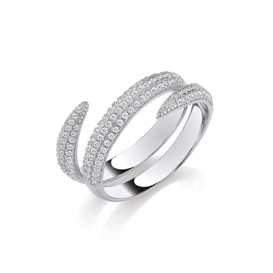 Cross-Over Two Bands Cubic Zirconias Silver Ring - Fine Ring - Certified Authentic - Swiss Ma – Luxury Jewellery by Im