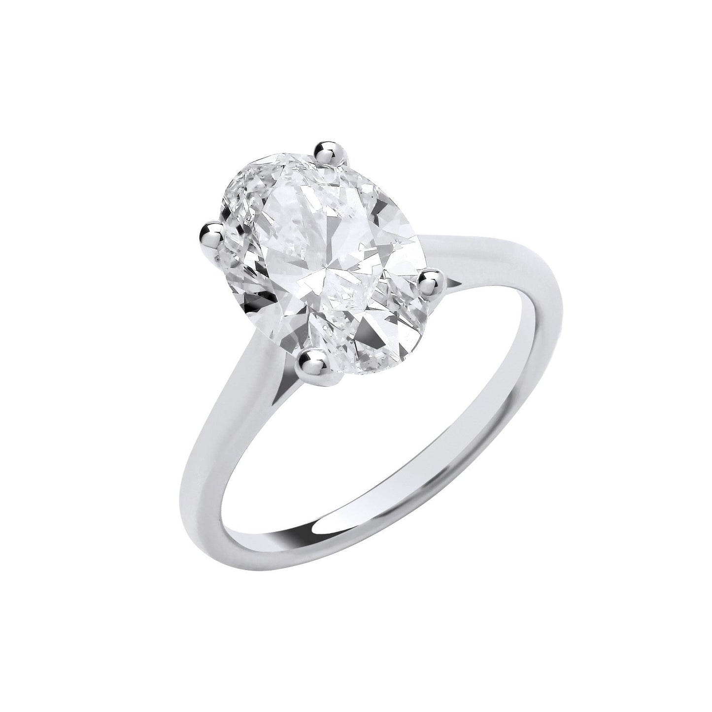 18ct White Gold 3.00ctw Oval Cut Lab Grown Diamond Ring Igi Certified