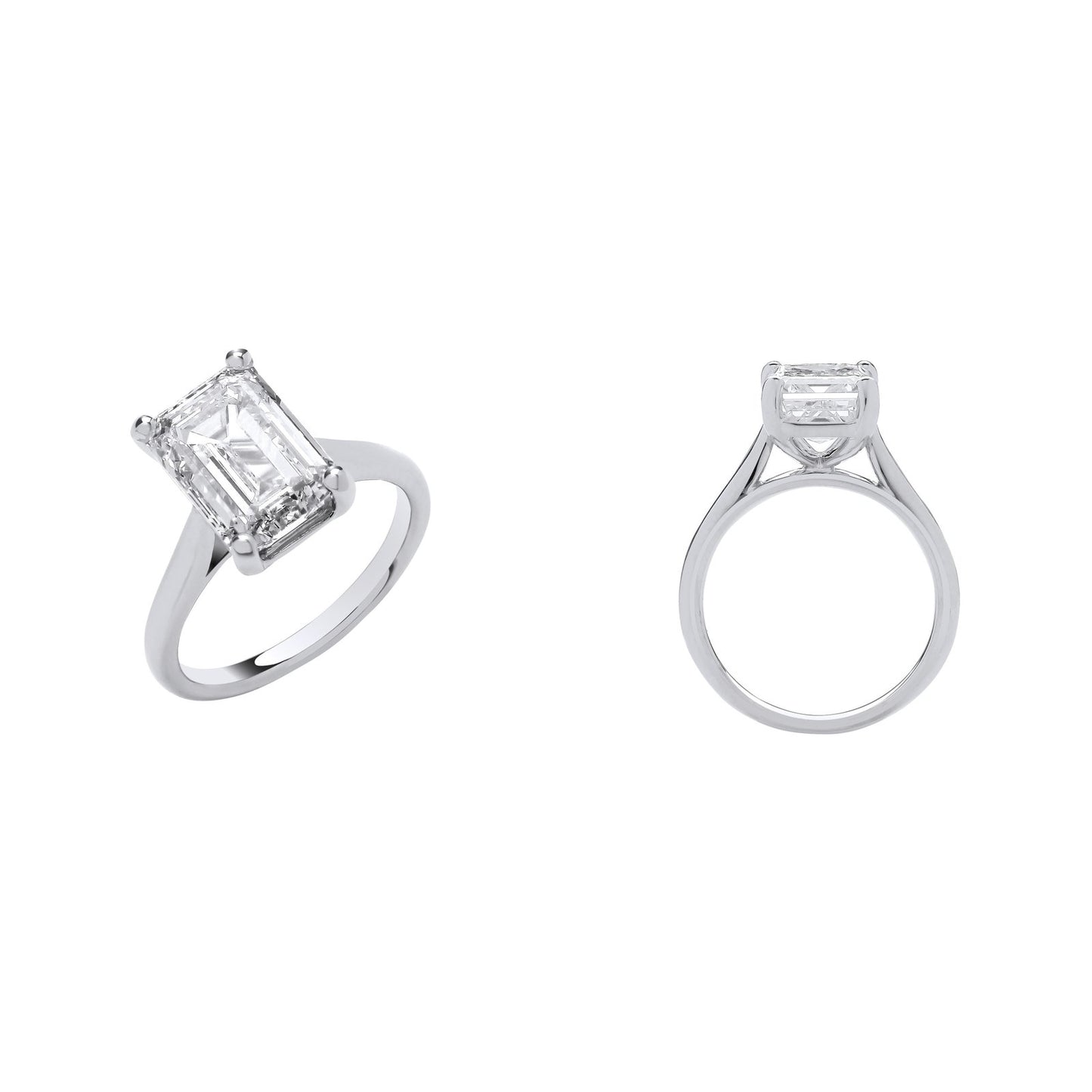 18ct White Gold 5.00ctw Emerald Cut Lab Grown Diamond Ring Igi Certified